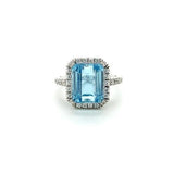 Aquamarine Diamond Ring-Aquamarine Diamond Ring -