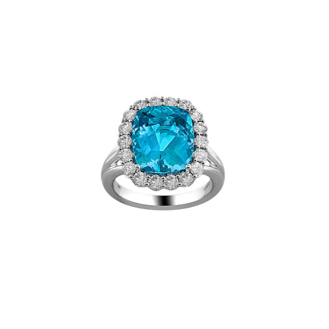 Aquamarine Diamond Ring-Aquamarine Diamond Ring - ORSPK00216