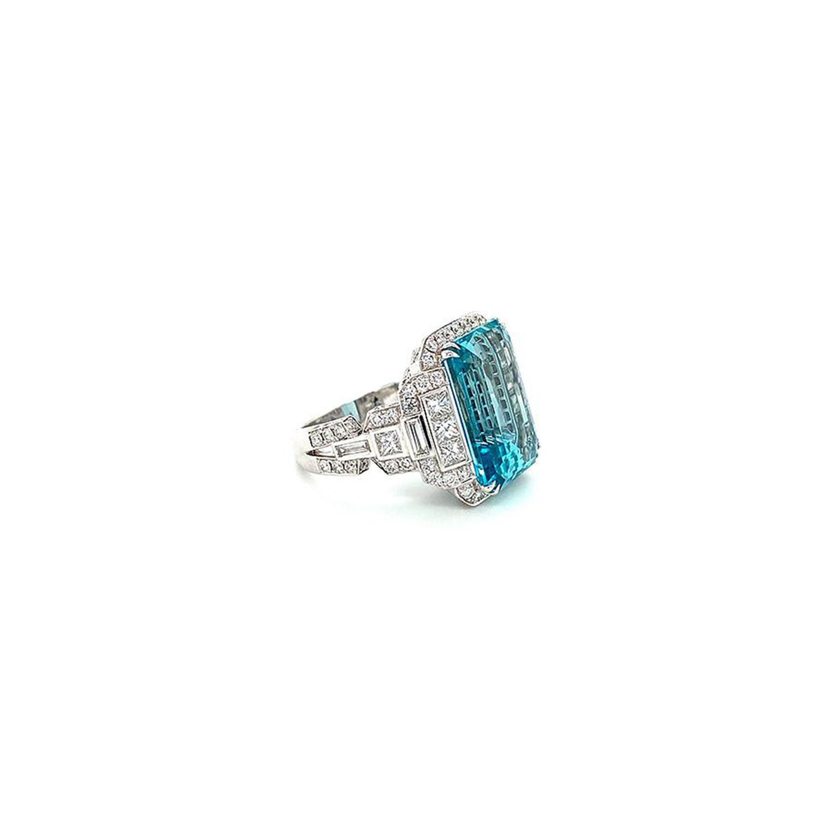 Aquamarine Diamond Ring -