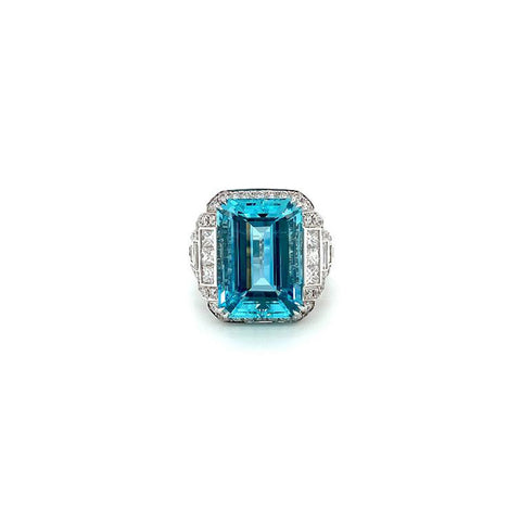 Aquamarine Diamond Ring -