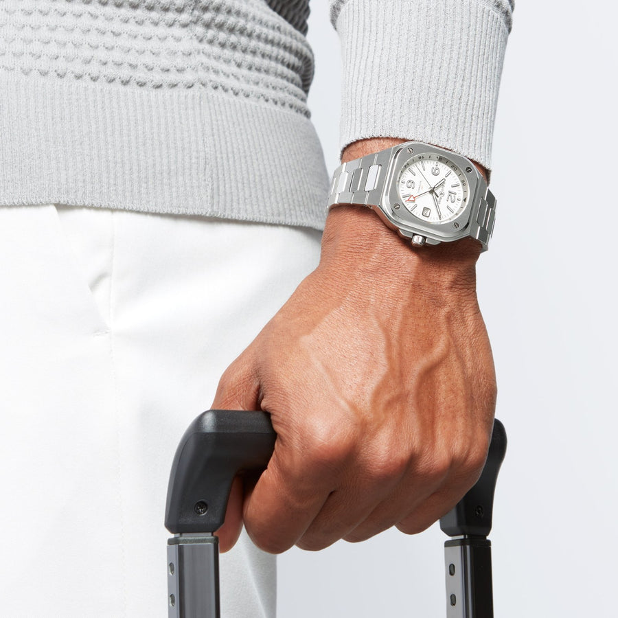 Bell & Ross BR 05 GMT White 41mm - BR05G-SI-ST/SST