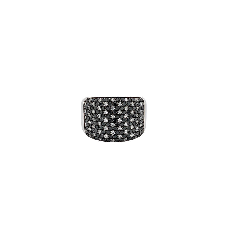 Bez Ambar Black and White Diamond Halfway Wide Ring-Bez Ambar Black and White Twinkle Wide Diamond Ring -