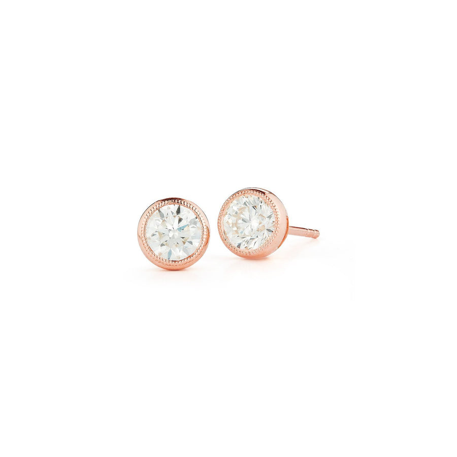 Bezel Set Diamond Earrings -