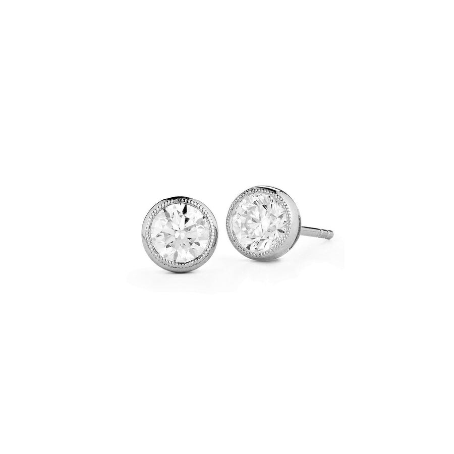 Bezel Set Diamond Earrings -