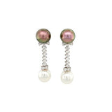 Black and White South Sea Pearl Diamond Earrings -