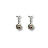 Black Cultured Pearl Diamond Earrings-Black South Sea Cultured Pearl Diamond Earrings - PEUJD00082