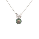 Black South Sea Pearl Diamond Necklace-Black South Sea Pearl Diamond Necklace -