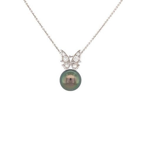 Black South Sea Pearl Diamond Necklace -