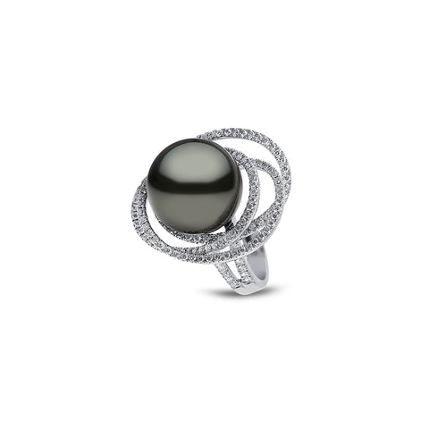 Black South Sea Pearl Diamond Ring-Black South Sea Pearl Diamond Ring -