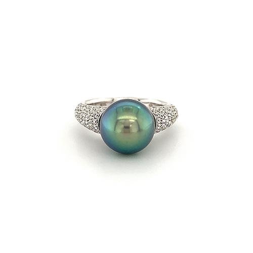 Black South Sea Pearl Diamond Ring -
