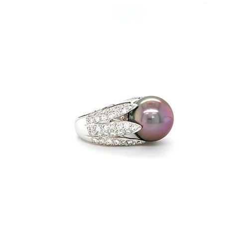 Black South Sea Pearl Diamond Ring -