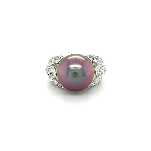 Black South Sea Pearl Diamond Ring -