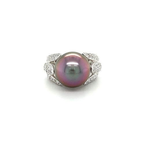 Black South Sea Pearl Diamond Ring -