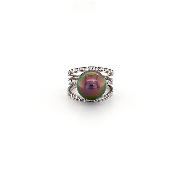 Black South Sea Pearl Diamond Ring -