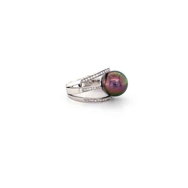 Black South Sea Pearl Diamond Ring -