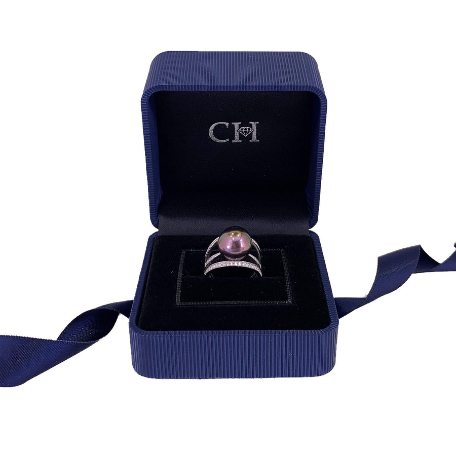Black South Sea Pearl Diamond Ring -