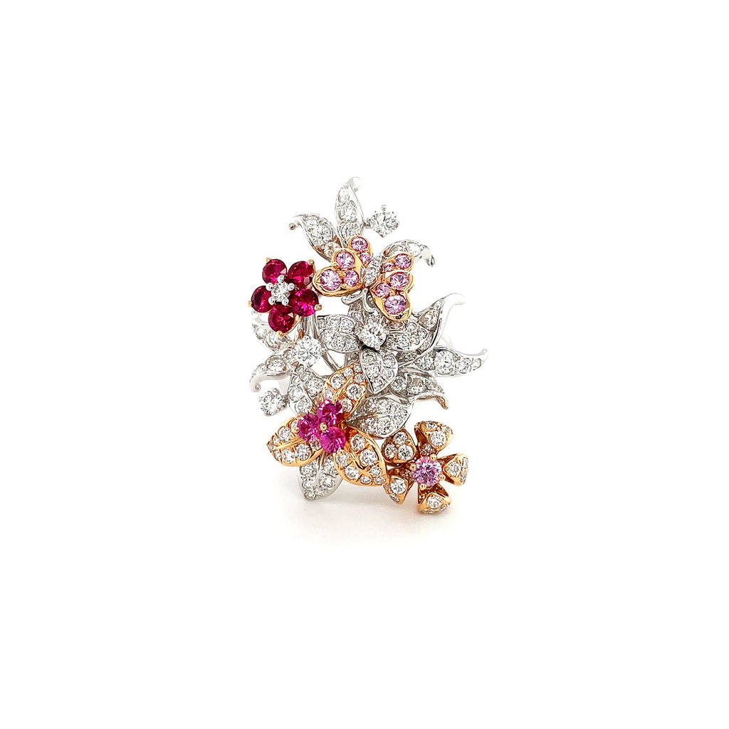 Bouquet Pink Sapphire and Ruby Diamond Ring - RRTIJ00133
