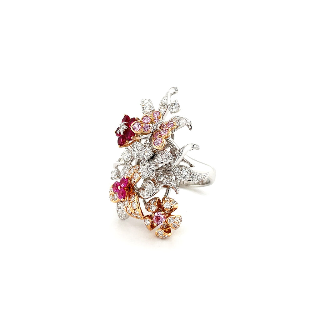 Bouquet Pink Sapphire and Ruby Diamond Ring - RRTIJ00133