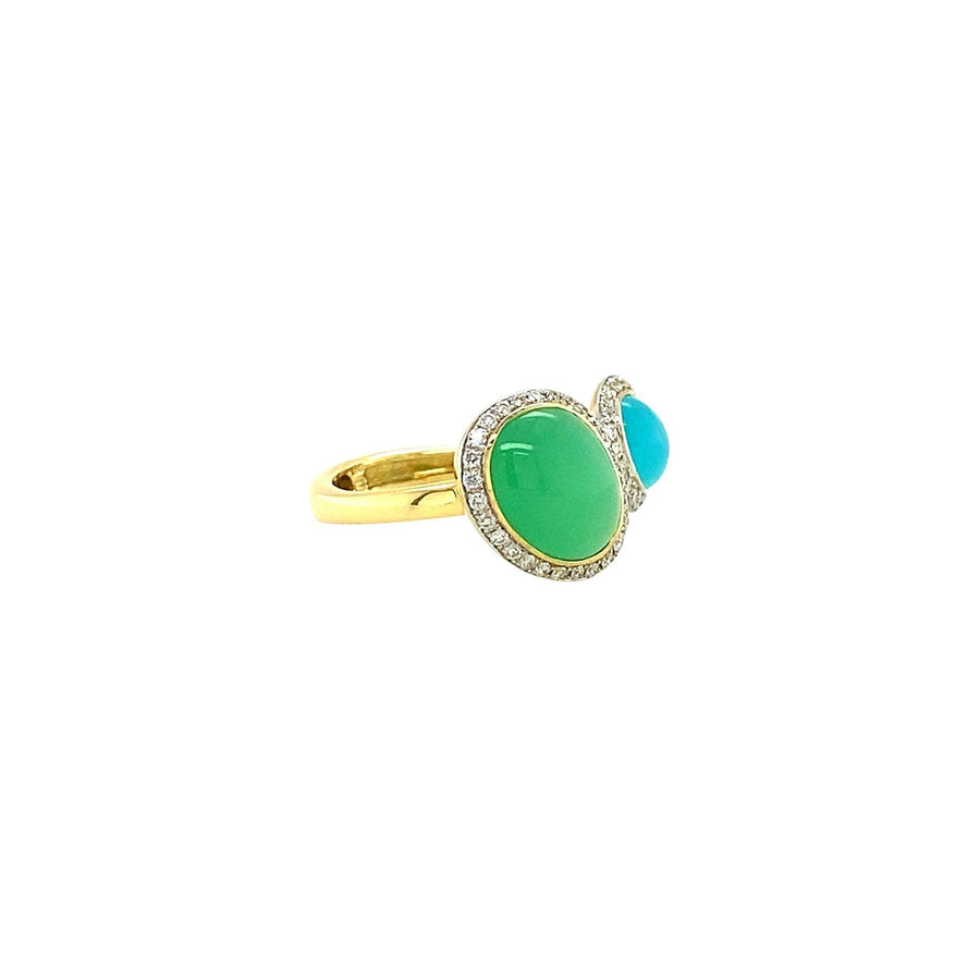 Chalcedony Chysoprase Diamond Ring - OREIC00037