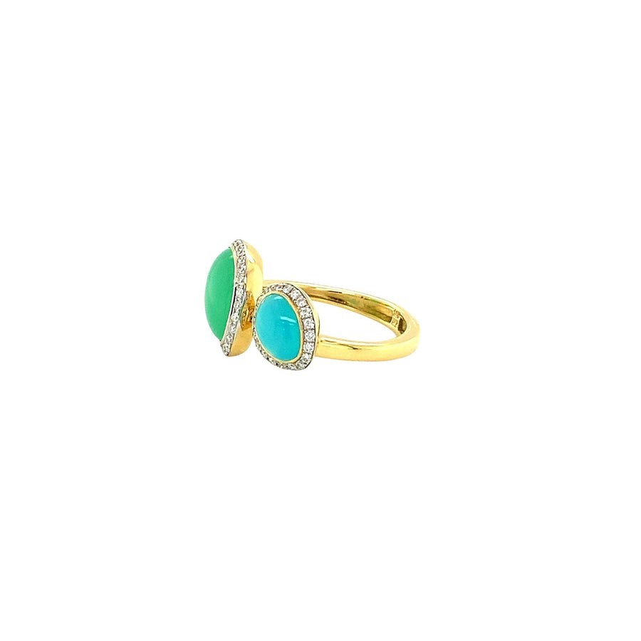Chalcedony Chysoprase Diamond Ring - OREIC00037