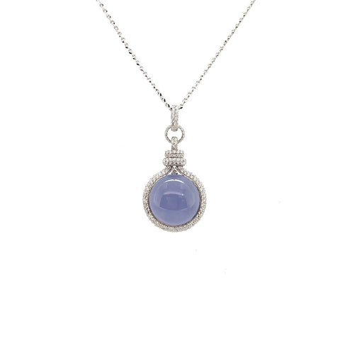 Chalcedony Diamond Necklace-Chalcedony Diamond Necklace - ONEIC00133