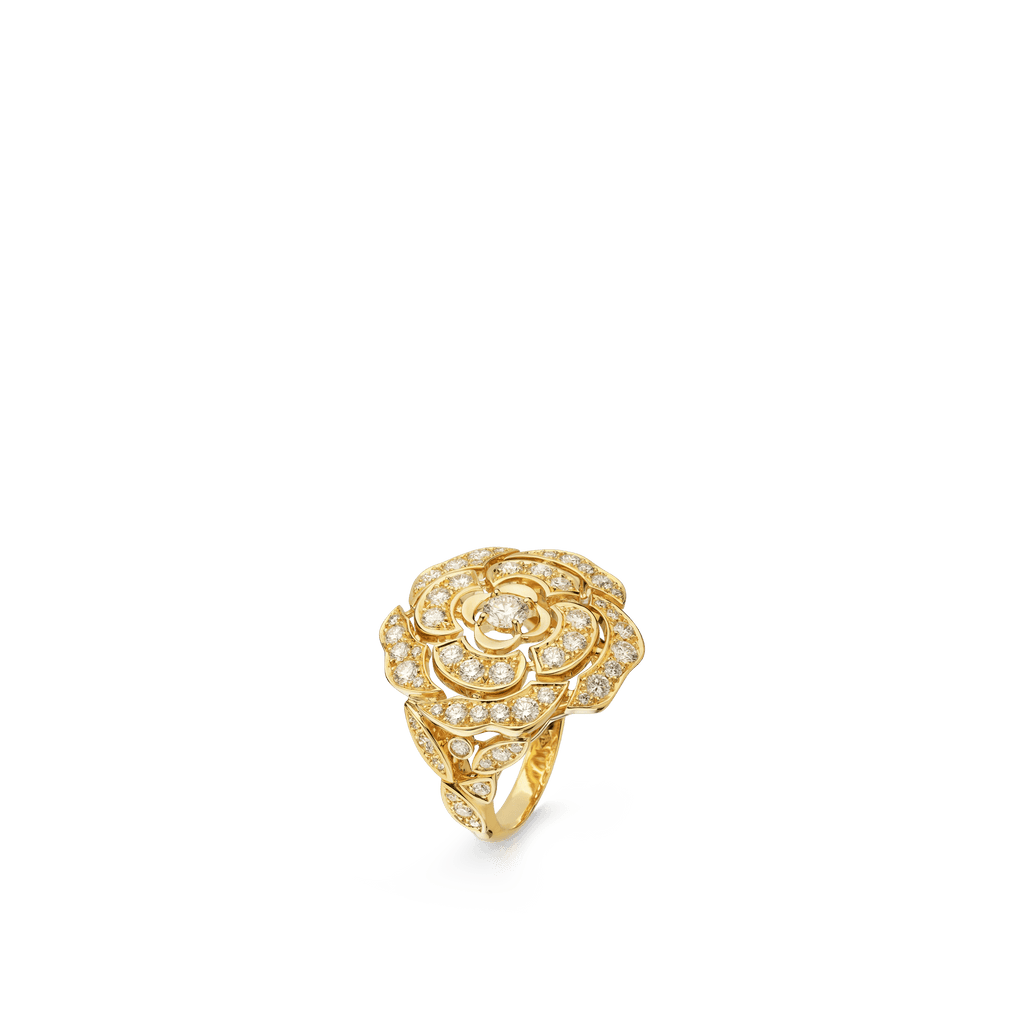CHANEL 18K Pink Gold Diamond Extrait de Camelia Drop Earrings 1303052
