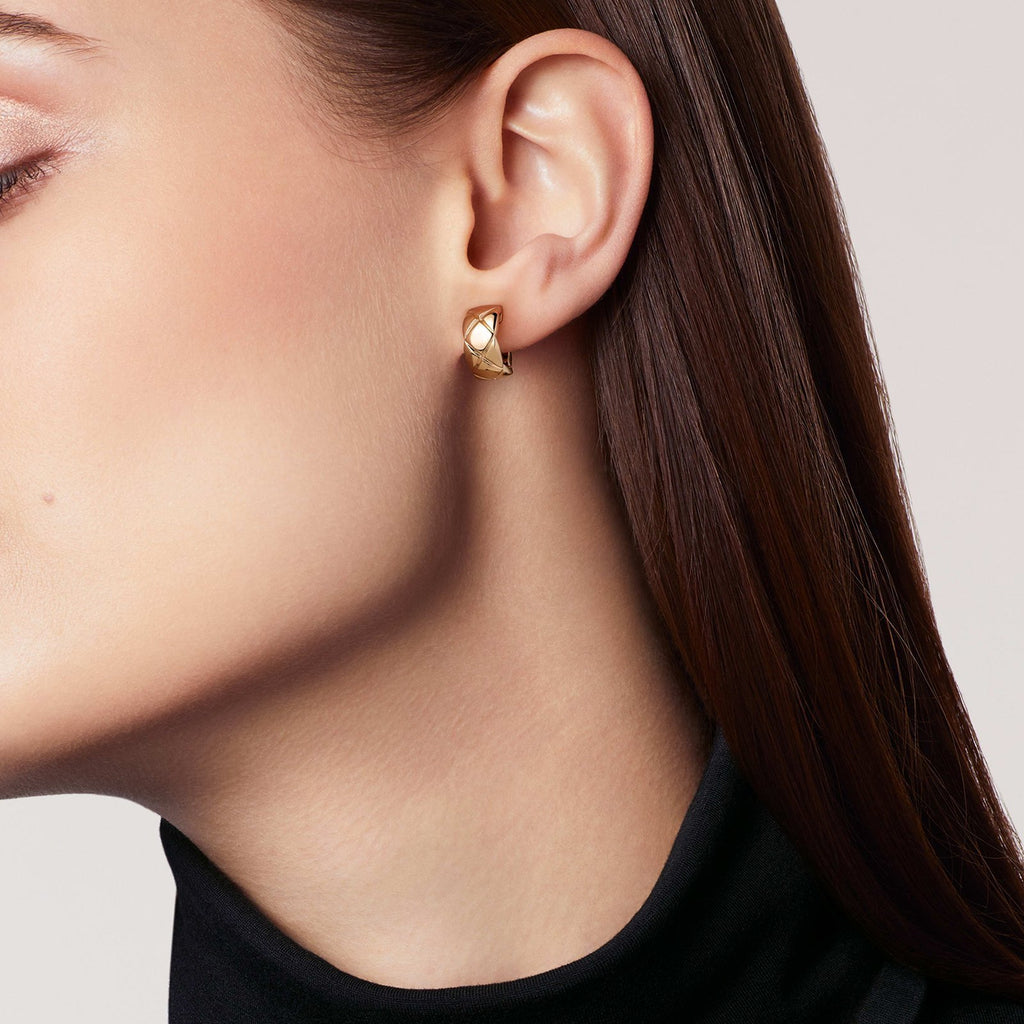chanel mini gold ball earrings
