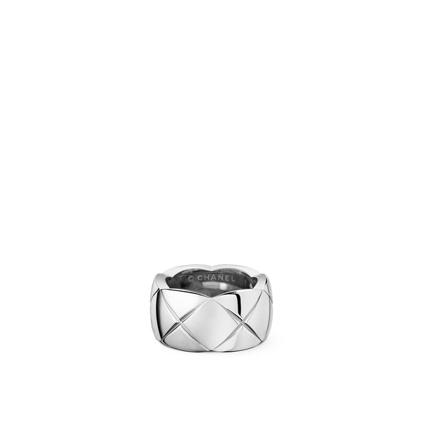Chanel Rhinestone CC Black Resin Ring - Size 6.75