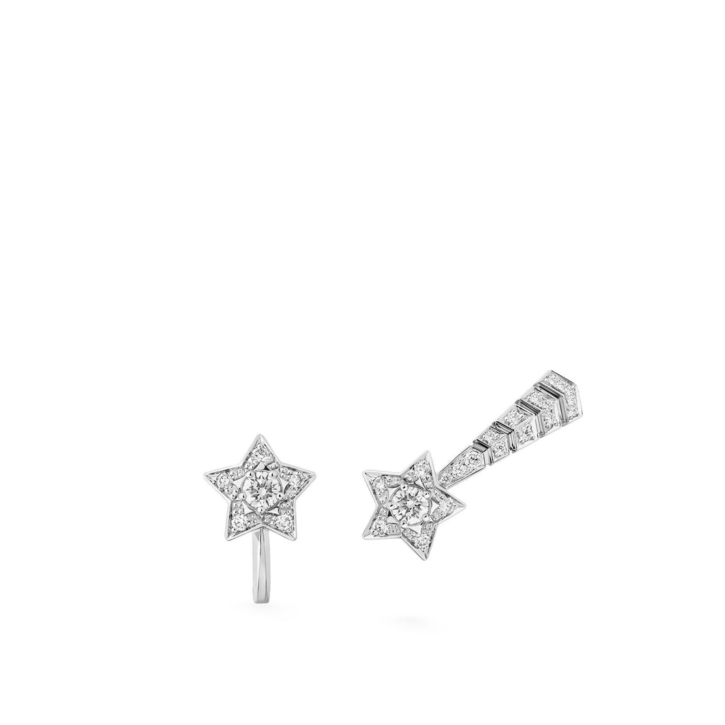 Chanel Diamond Star 18K White Gold Earrings
