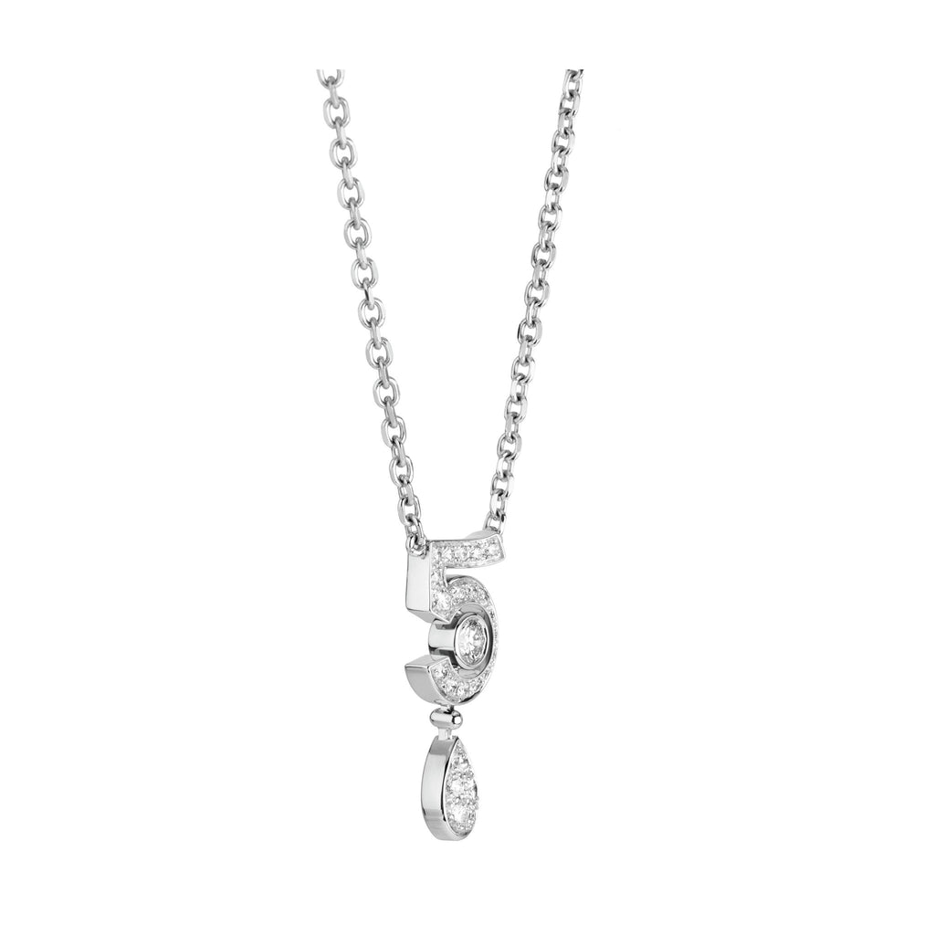 Chanel Eternal N°5 Necklace - 18K White Gold, Diamonds - Color: Blanc