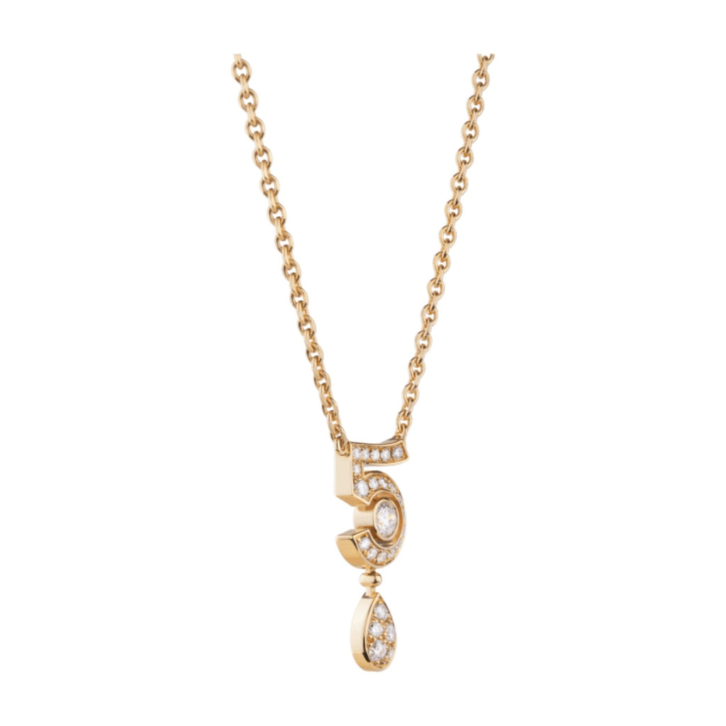 18 carat pink gold-plated and brass pendant, number five, set with Austrian  crystals I MYC-Paris.com