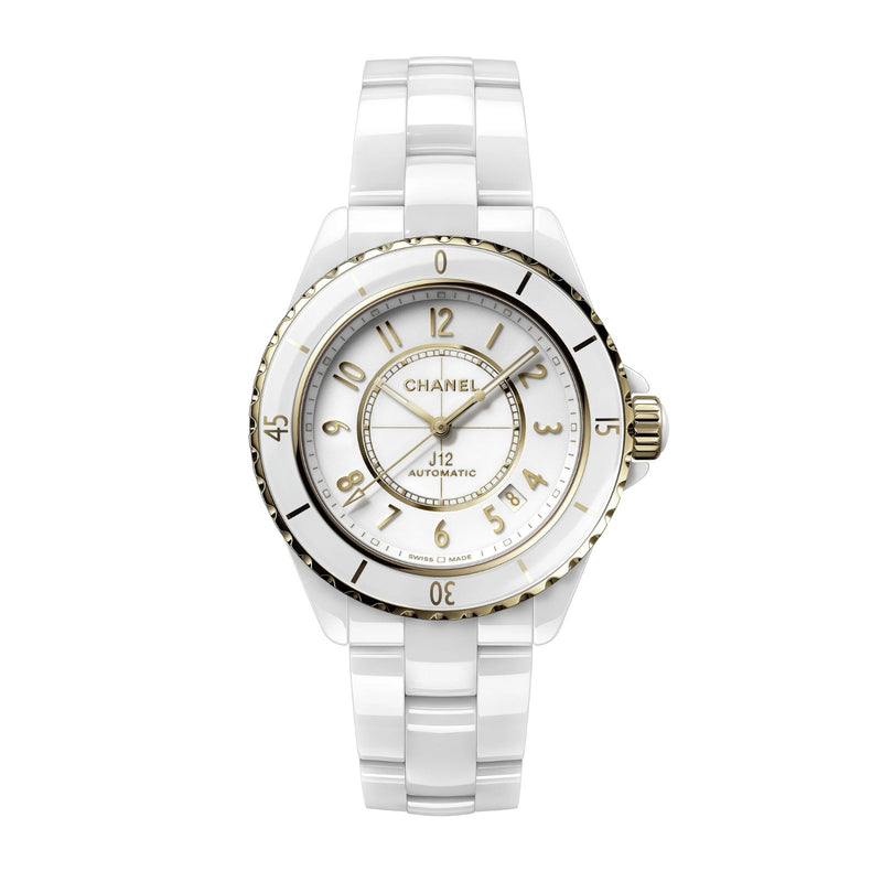 Chanel J12 H6186 White Ceramic & Stainless Steel Watch White Dial