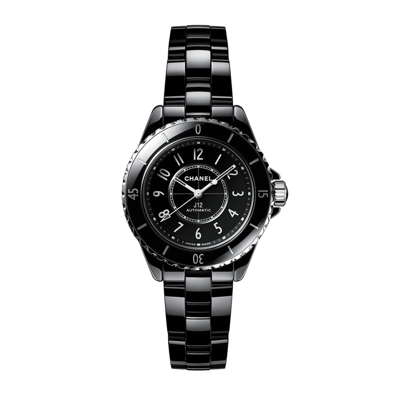 H3122 Chanel J 12 - Black Large Size with Sapphires