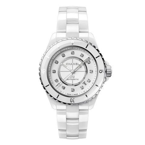 CHANEL J12 White - CHANEL J12 White in a 38mm white ceramic case with white dial on white ceramic bracelet, featuring a date display and automatic movement.