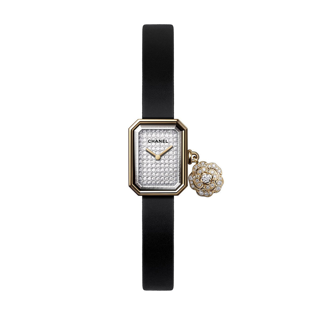 CHANEL Premiere L Gold Plated Black Leather H0001 Ladies Watch