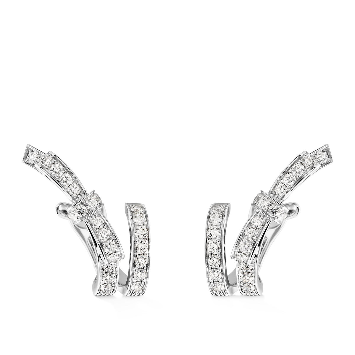 CHANEL Ruban Earrings in 18 karat white gold with diamonds totaling 0.73 carats.