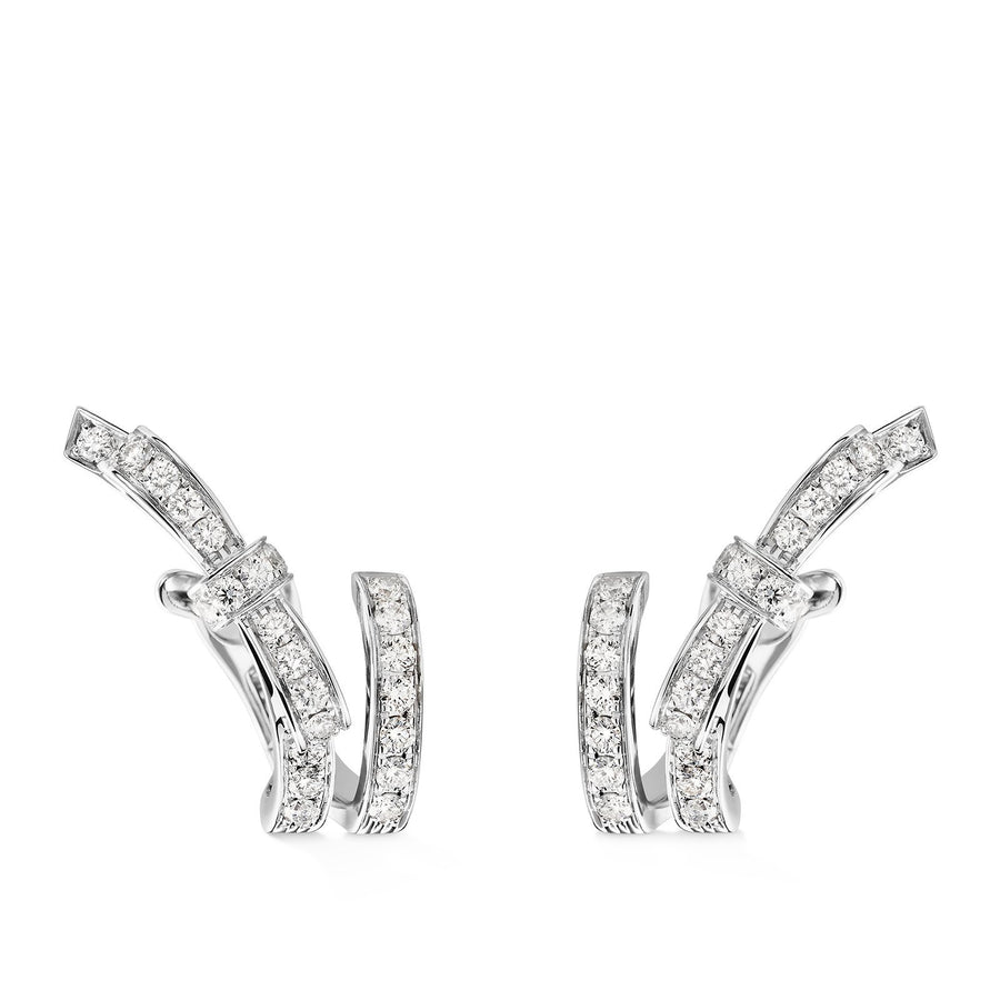 CHANEL Ruban Earrings in 18 karat white gold with diamonds totaling 0.73 carats.