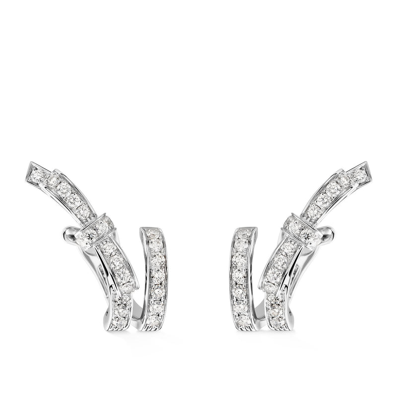 CHANEL Ruban Earrings-CHANEL Ruban Earrings in 18 karat white gold with diamonds totaling 0.73 carats.