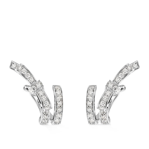 CHANEL Ruban Earrings-CHANEL Ruban Earrings in 18 karat white gold with diamonds totaling 0.73 carats.