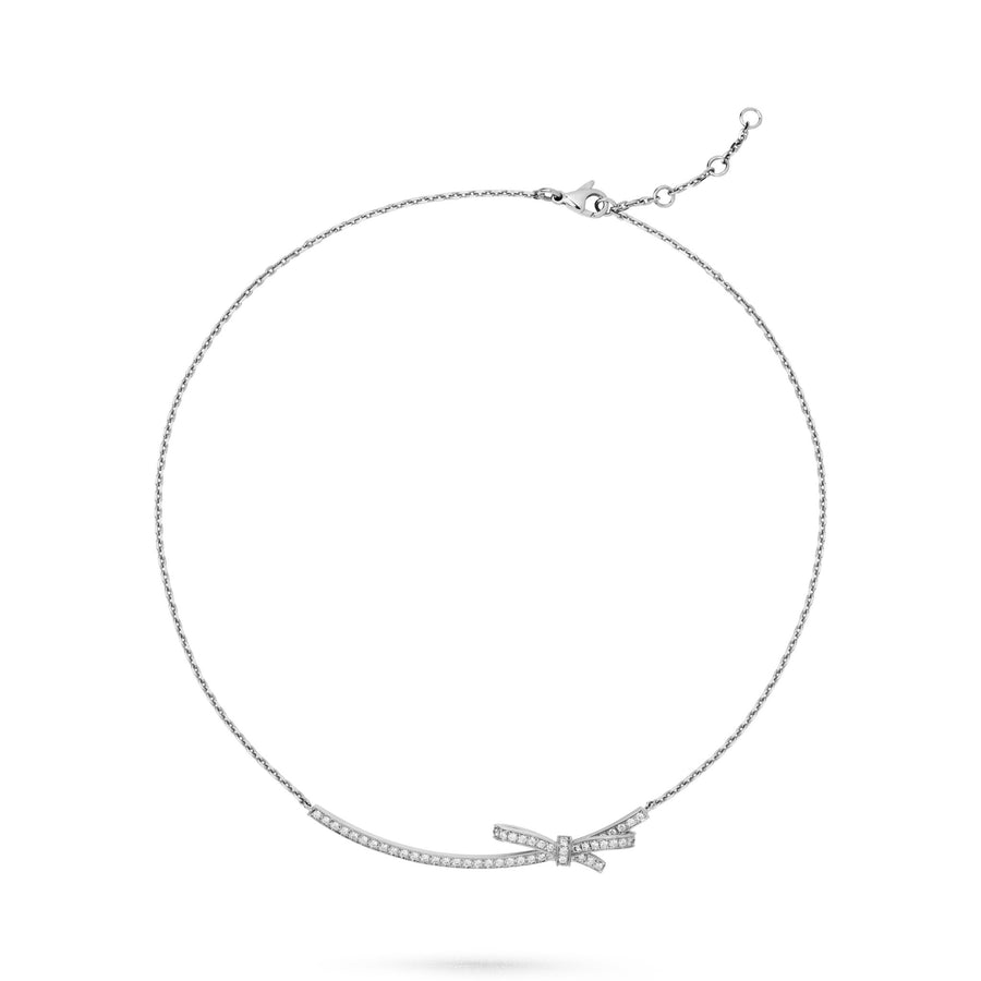 CHANEL Ruban Necklace - J11141 - CHANEL Ruban Necklace in 18 karat white gold with diamonds totaling 0.60 carats.