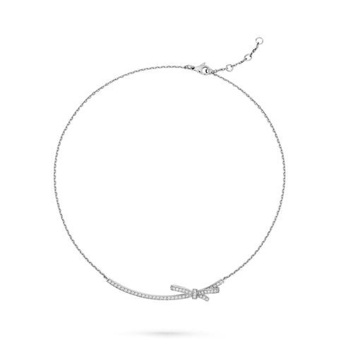 CHANEL Ruban Necklace-CHANEL Ruban Necklace - J11141 - CHANEL Ruban Necklace in 18 karat white gold with diamonds totaling 0.60 carats.