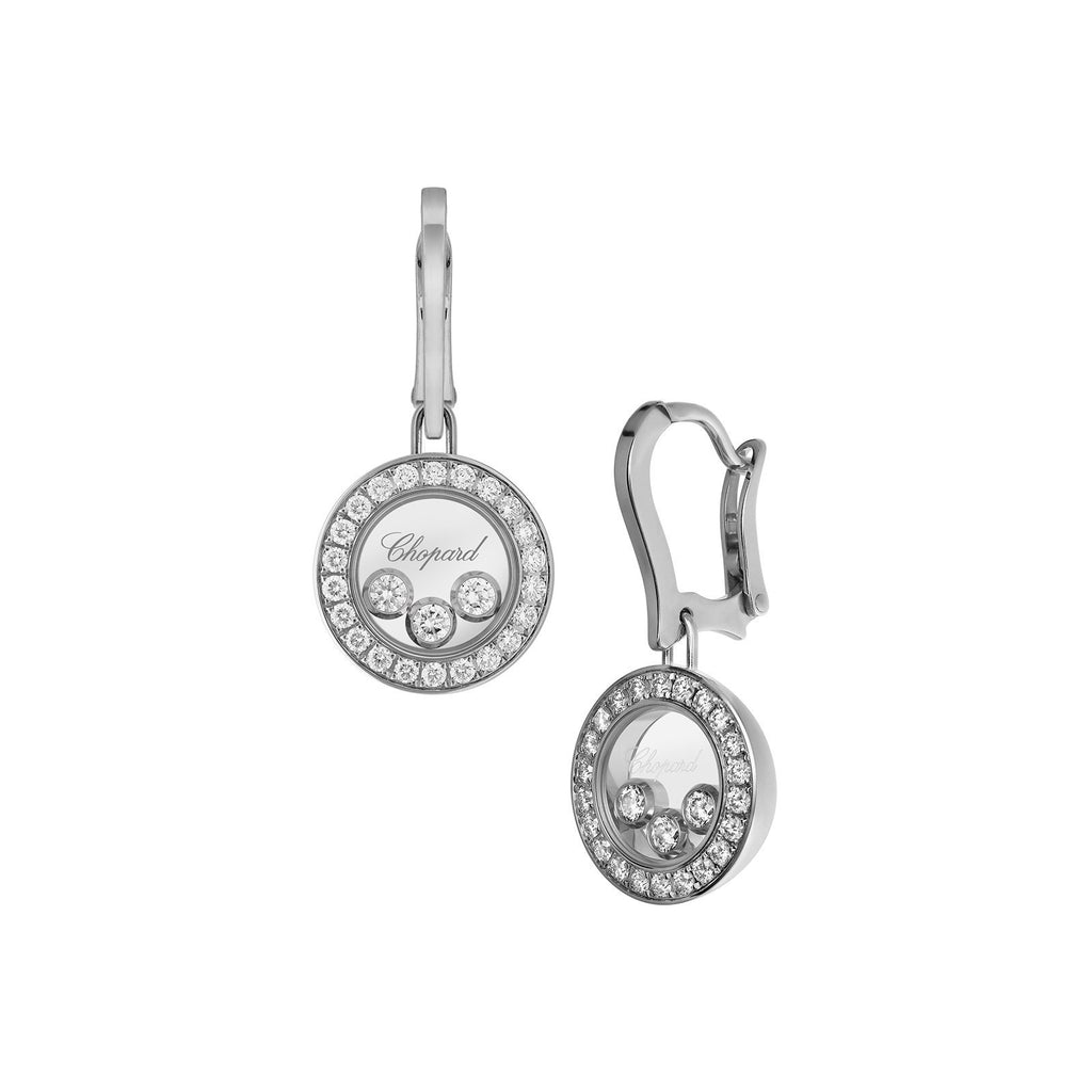 CHOPARD Happy Spirit 18-karat rose and white gold diamond earrings |  NET-A-PORTER