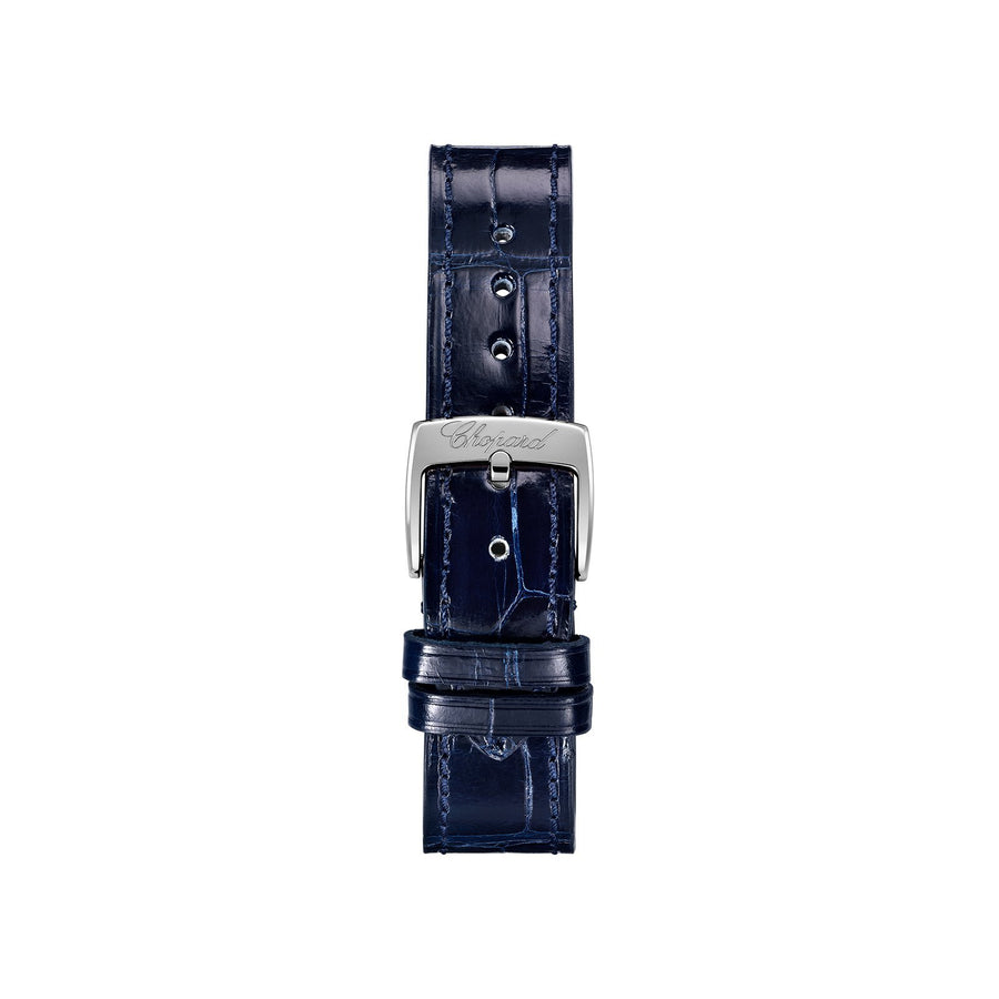 Chopard Happy Sport - 278608-3003 - Chopard Happy Sport in a 33mm stainless steel case diamond bezel case with silver dial with five floating diamonds on leather strap, featuring an automatic movement with approximately 42 hours power reserve.