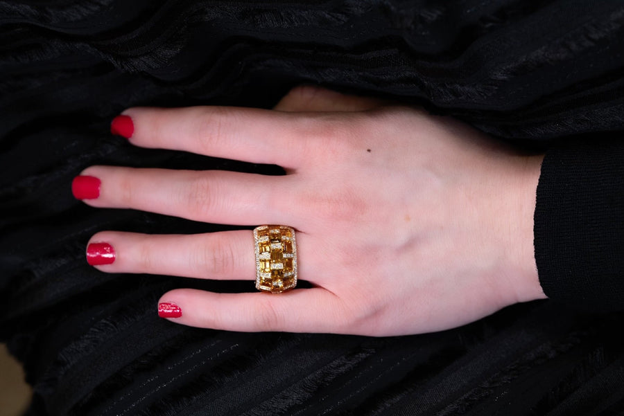 Citrine Diamond Ring -