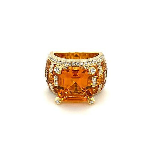 Citrine Diamond Ring-Citrine Diamond Ring -