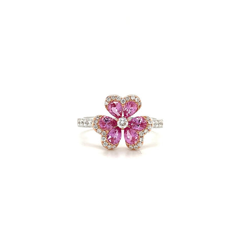 Clover Pink Sapphire Diamond Ring-Clover Pink Sapphire Diamond Ring - SRTIJ02222