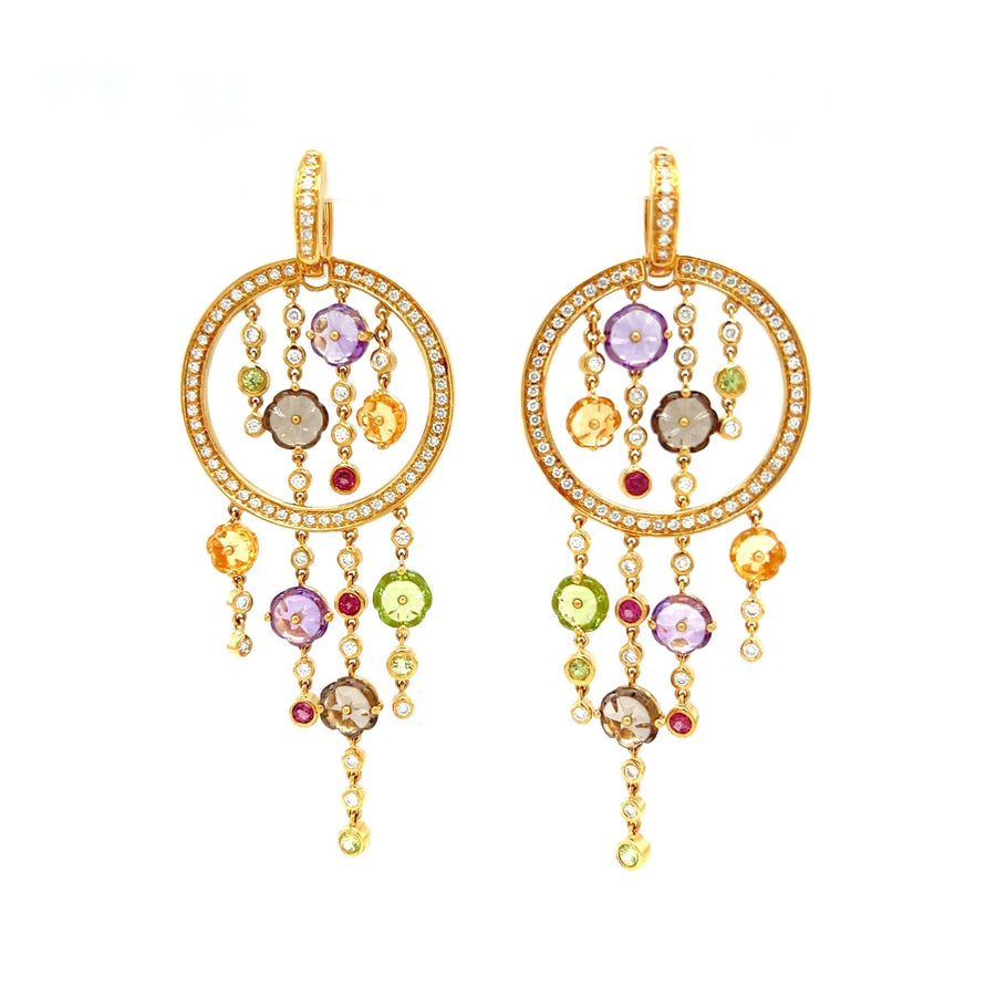 Colored Stones Chandelier Earrings - OEDMO00064