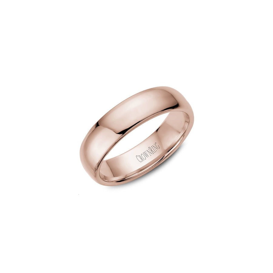 Crown Ring Dome Traditional Wedding Band -