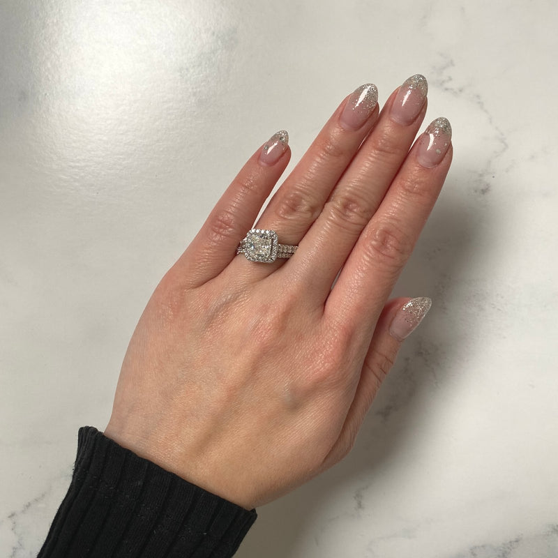 Cushion-cut Engagement Ring and Band Set-Cushion-cut Engagement Ring and Band Set - DRJST01090