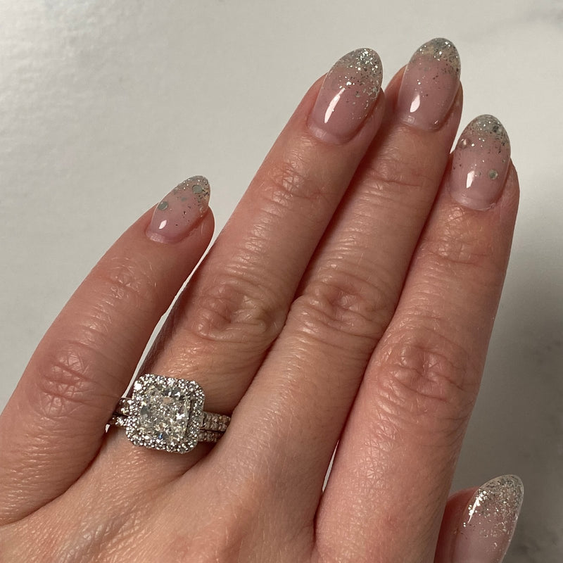 Cushion-cut Engagement Ring and Band Set-Cushion-cut Engagement Ring and Band Set - DRJST01090